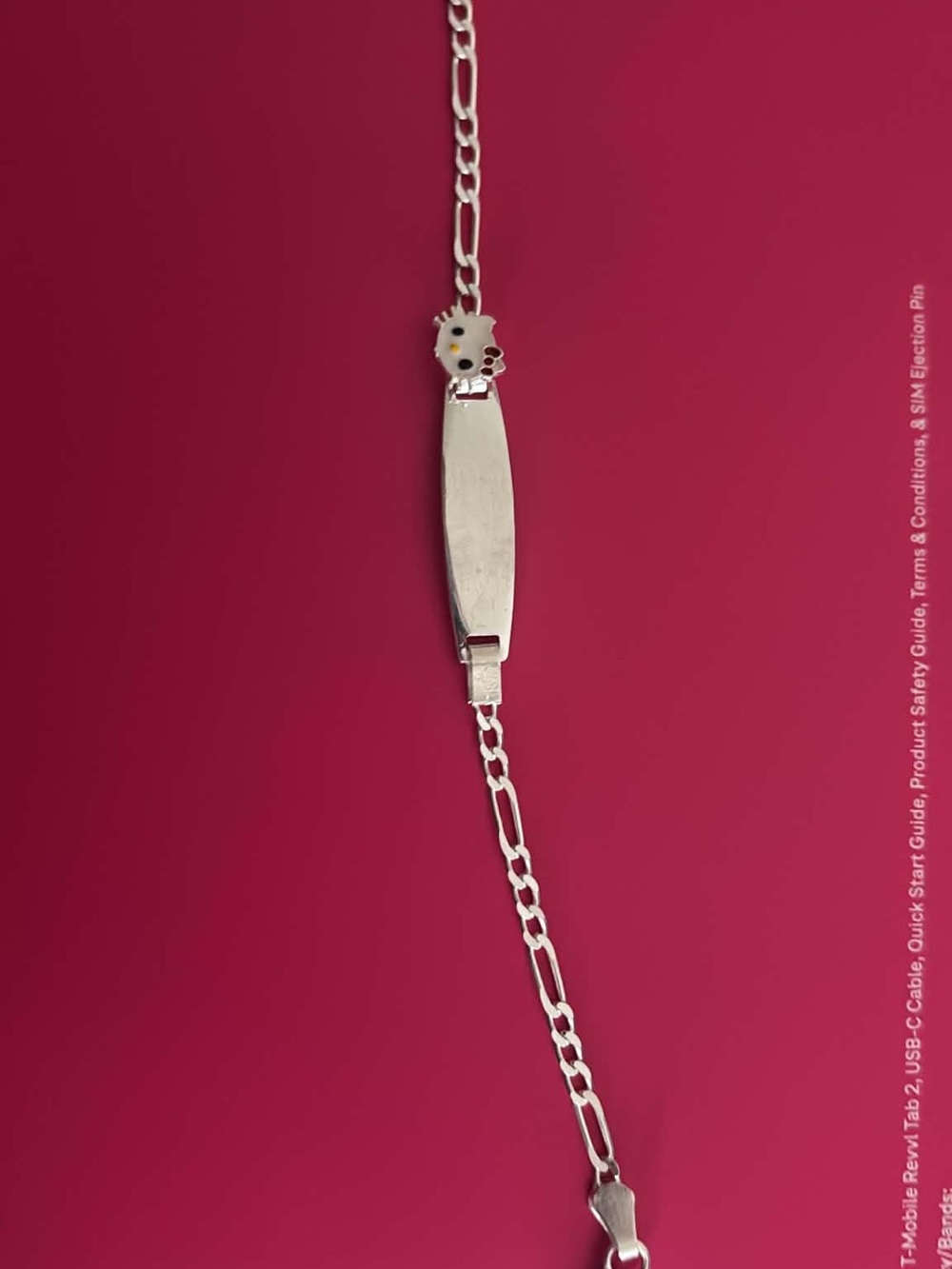 Sterling Children's ID Bracelet with Cat Charm - Silver